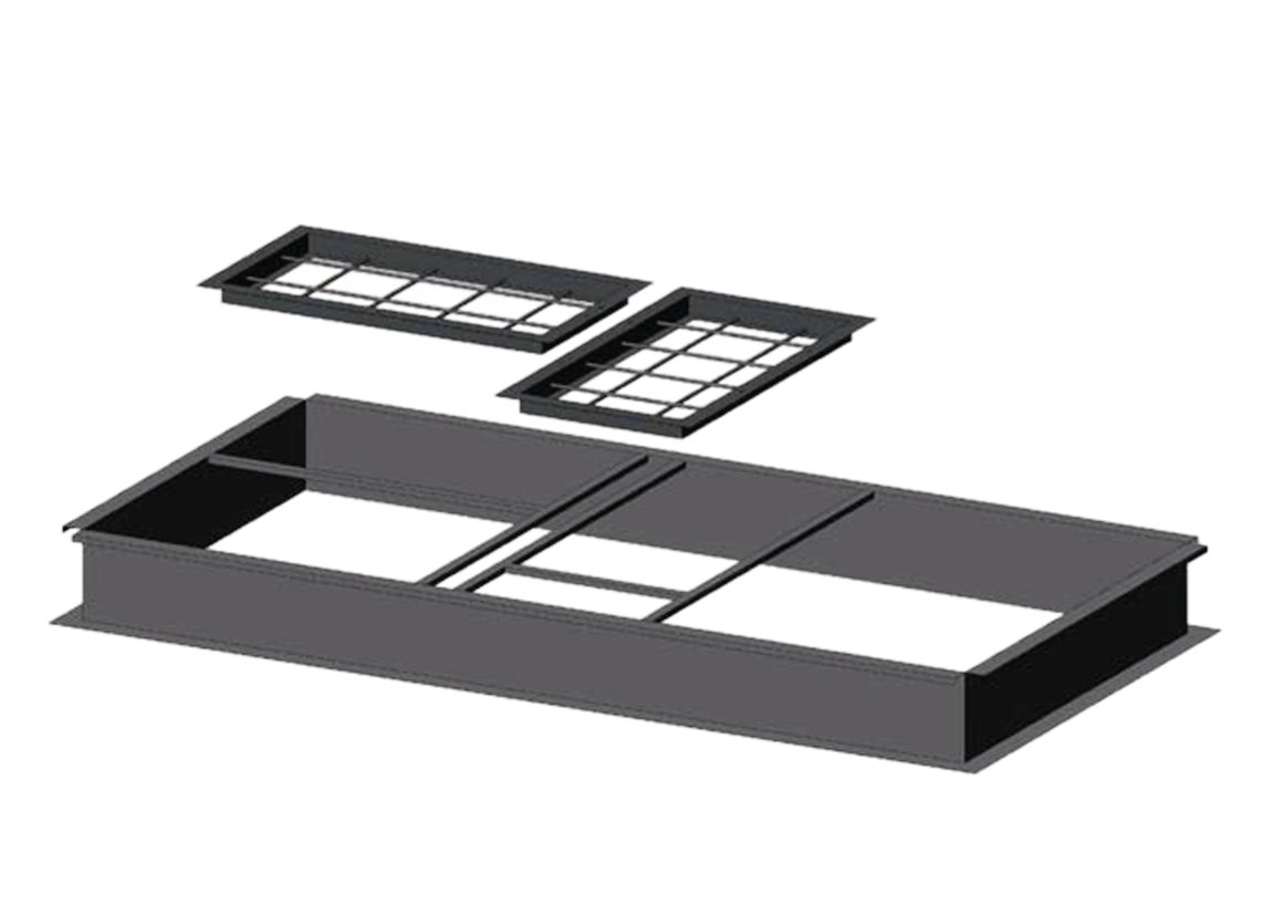 Roof curb with burglar bar assemblies