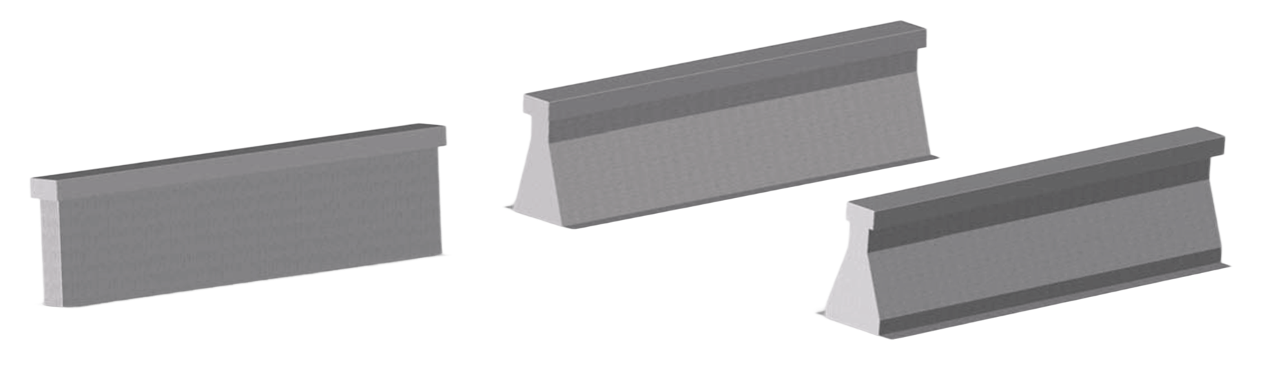 Three equipment rail profiles